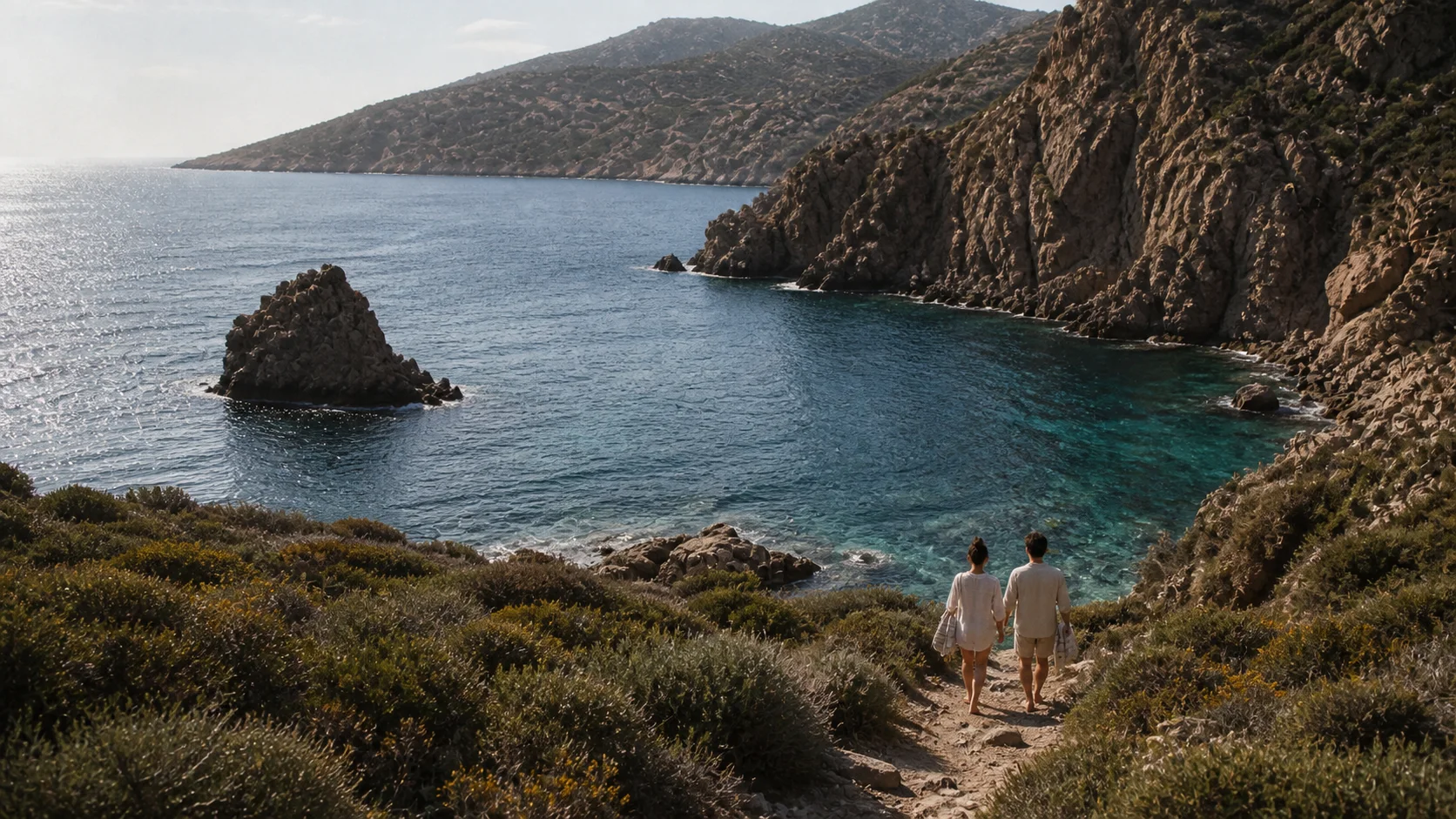 Wanderweg durch die Macchia zu einer einsamen Felsenbucht